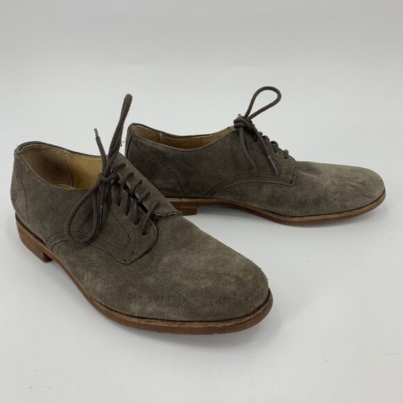 Frye Lace Up Oxford Shoes Gray Brown Suede 5 Eye Mens 7 - Picture 1 of 10